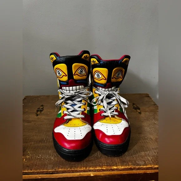 Adidas x Jeremy Scott Totem Pole Wings Sneakers Size 10 US Rare JS Tribal - Picture 2 of 13